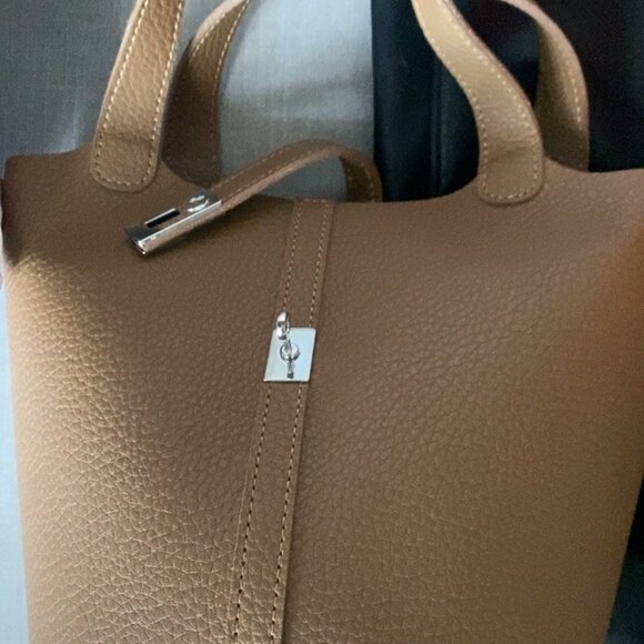 Chic Taupe Mini Picotin Style Handbag - Picture 4 of 8